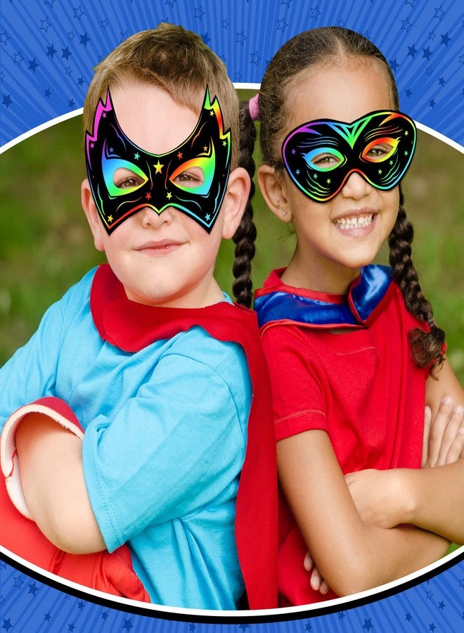 Deekin 50 Pcs Mardi Gras Scratch Masks for Kids, Mardi Gras Crafts Rainbow Hero DIY Masks Craft Kit for Dress up Party Favor (Classic) - Image 2